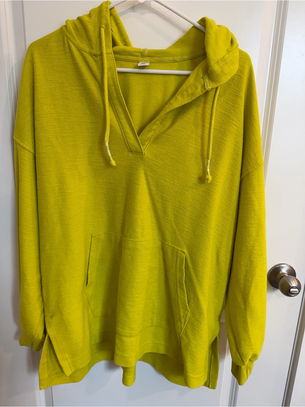 Old Navy V-Neck Hooded Pullover in Bright Lime & Maroon - Picture 6 of 8